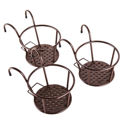 3 Counts Over The Rail Fence Window Hanging Metal Iron Flower Planter Pot Basket Stand Holder