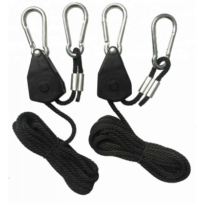 2 Pairs 1/8 Inch 6.5ft Gardening Grow Light Adjustable Rope Ratchet Pulley Clip Hanger