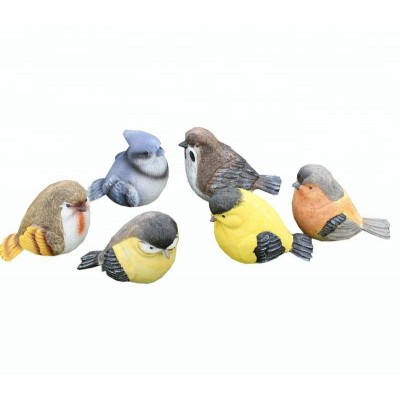 6 Pack Garden Decoration Products Props Kids Toy Resin Manmade Crafts Artificial Realistic Mold Birds Statues Decoy