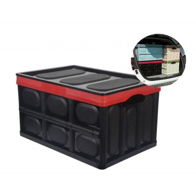 56L Plastic Travel Camping Home Collapsible Vehicle SUV Auto Car Trunk Cargo Storage Container Box Organizer