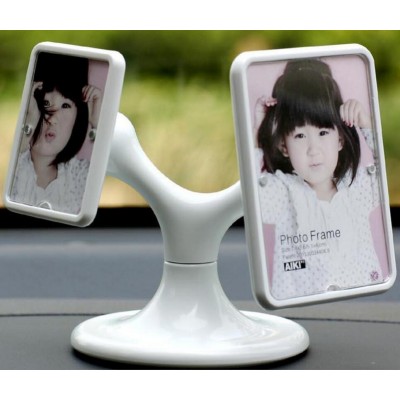 Mini 360Degree Rotating Creative Magnetic Tabletop Vehicle Photo Frame in Acrylic for Automotive Dashboard Decoration